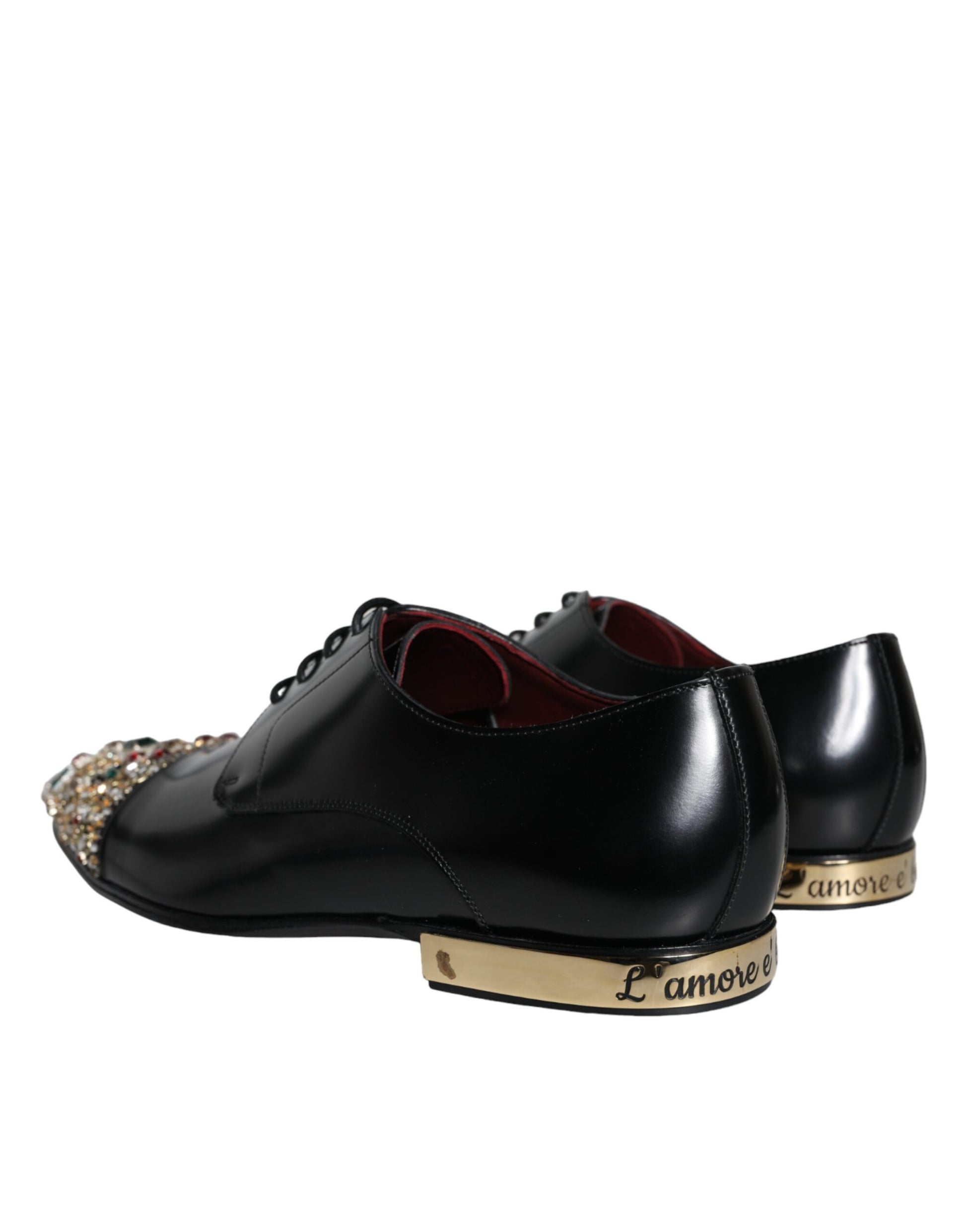 Black Leather RUNWAY POSITANO Crystal Derby Men Shoes