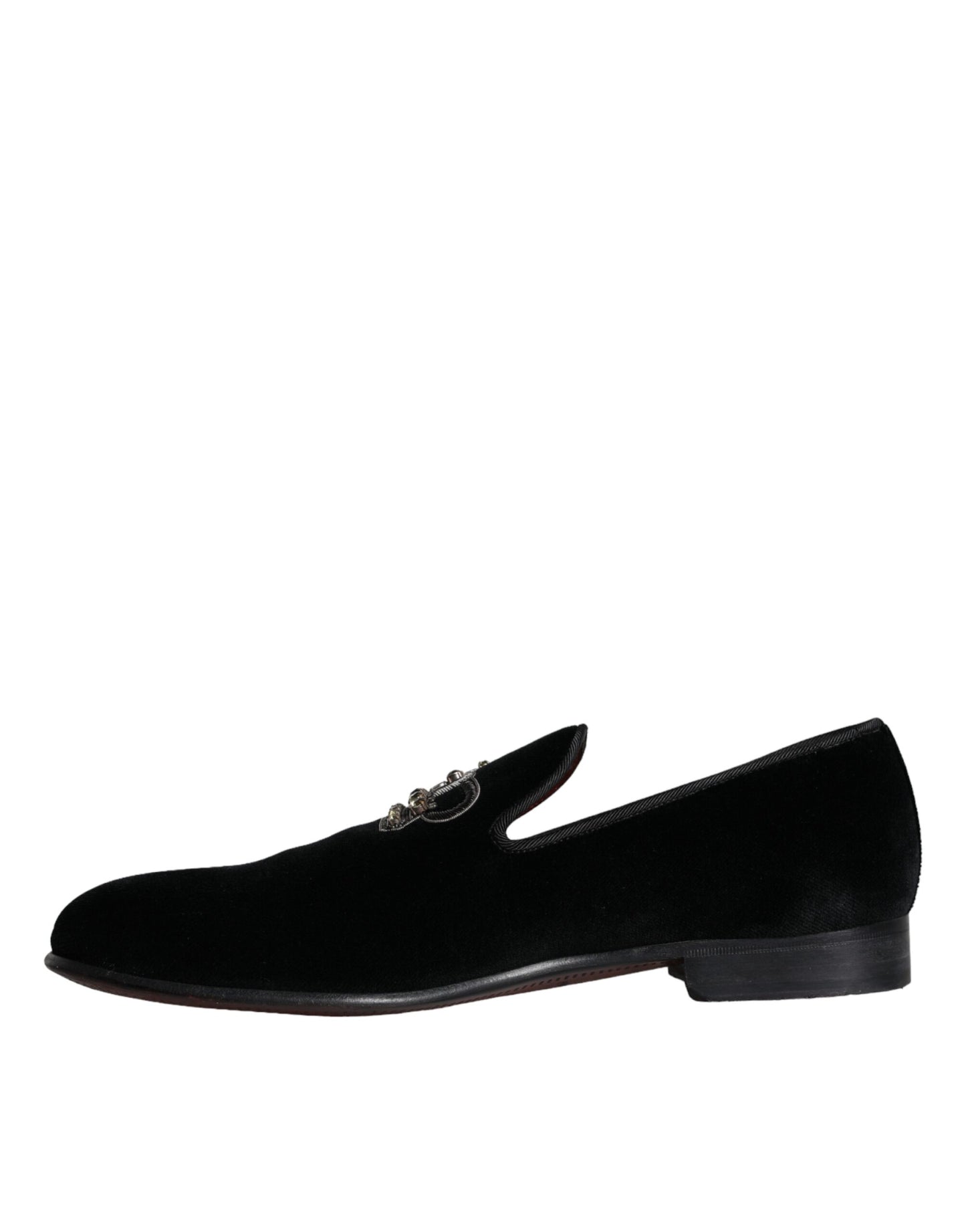 Black Velvet Crystal Crown Men Loafers Shoes