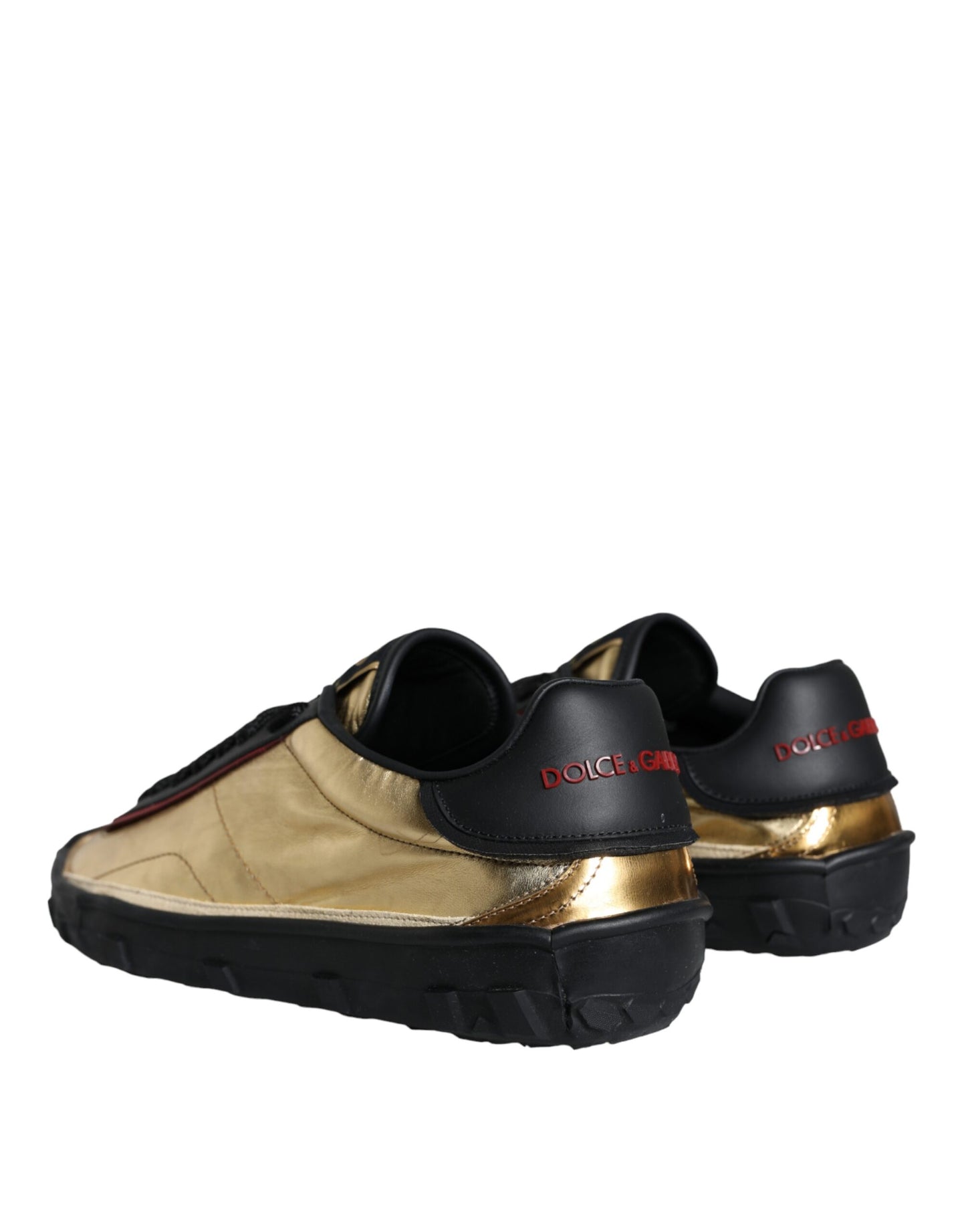 Black Gold Polyester Low Top Sneakers Shoes