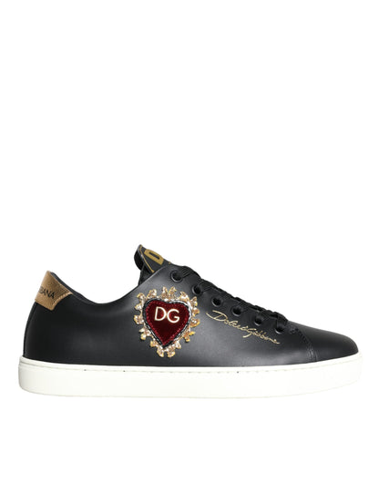 Black Portofino Sacred Heart Sneakers Shoes