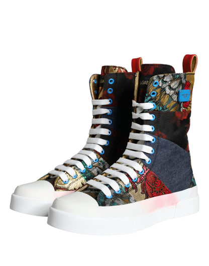 Multicolor Patchwork Logo High Top Sneakers Shoes