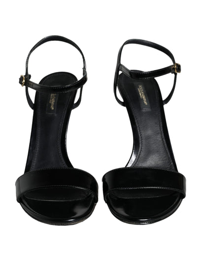 Black KEIRA Leather Heels Sandals Shoes