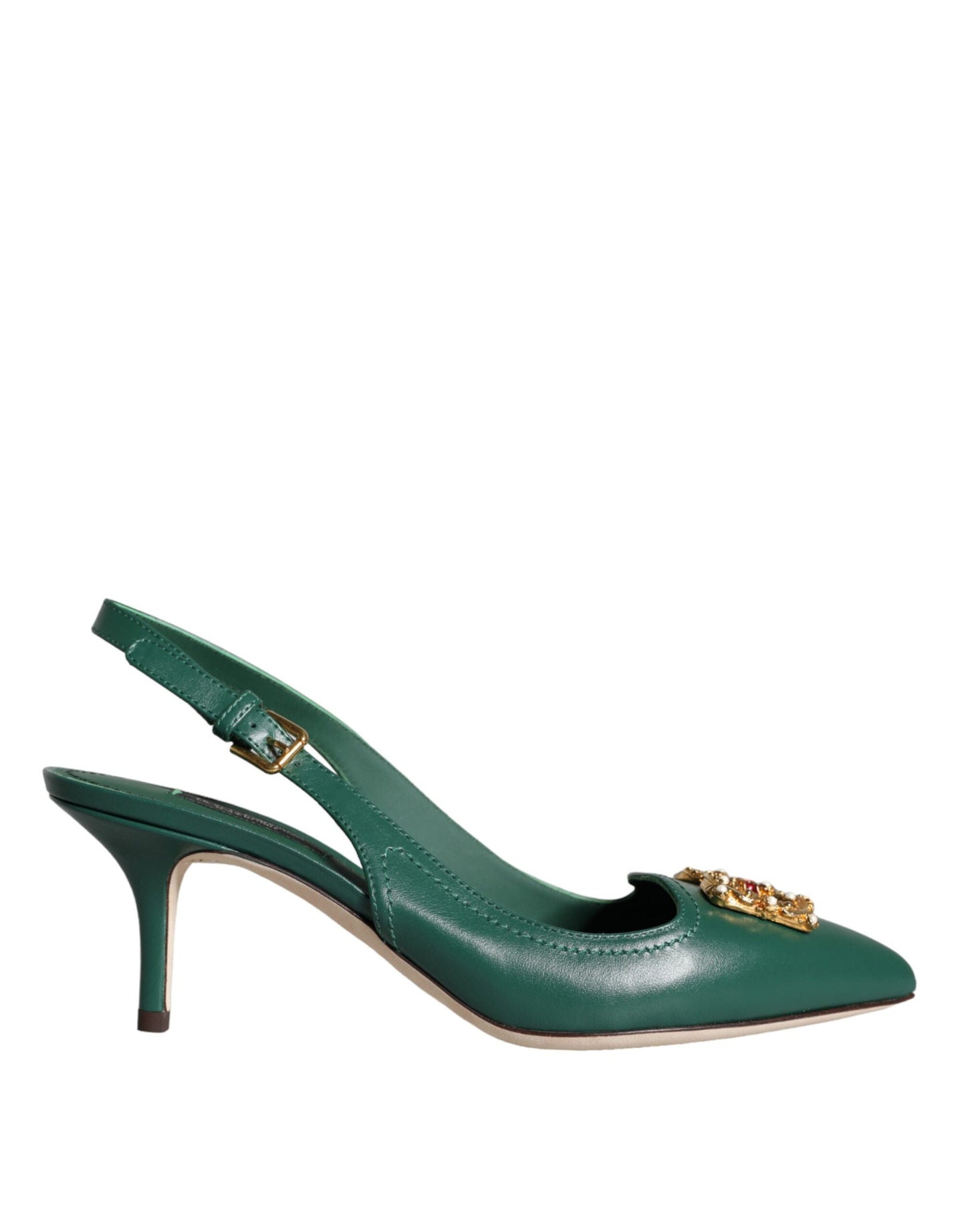 Dark Green DG Amore Leather Slingbacks Shoes