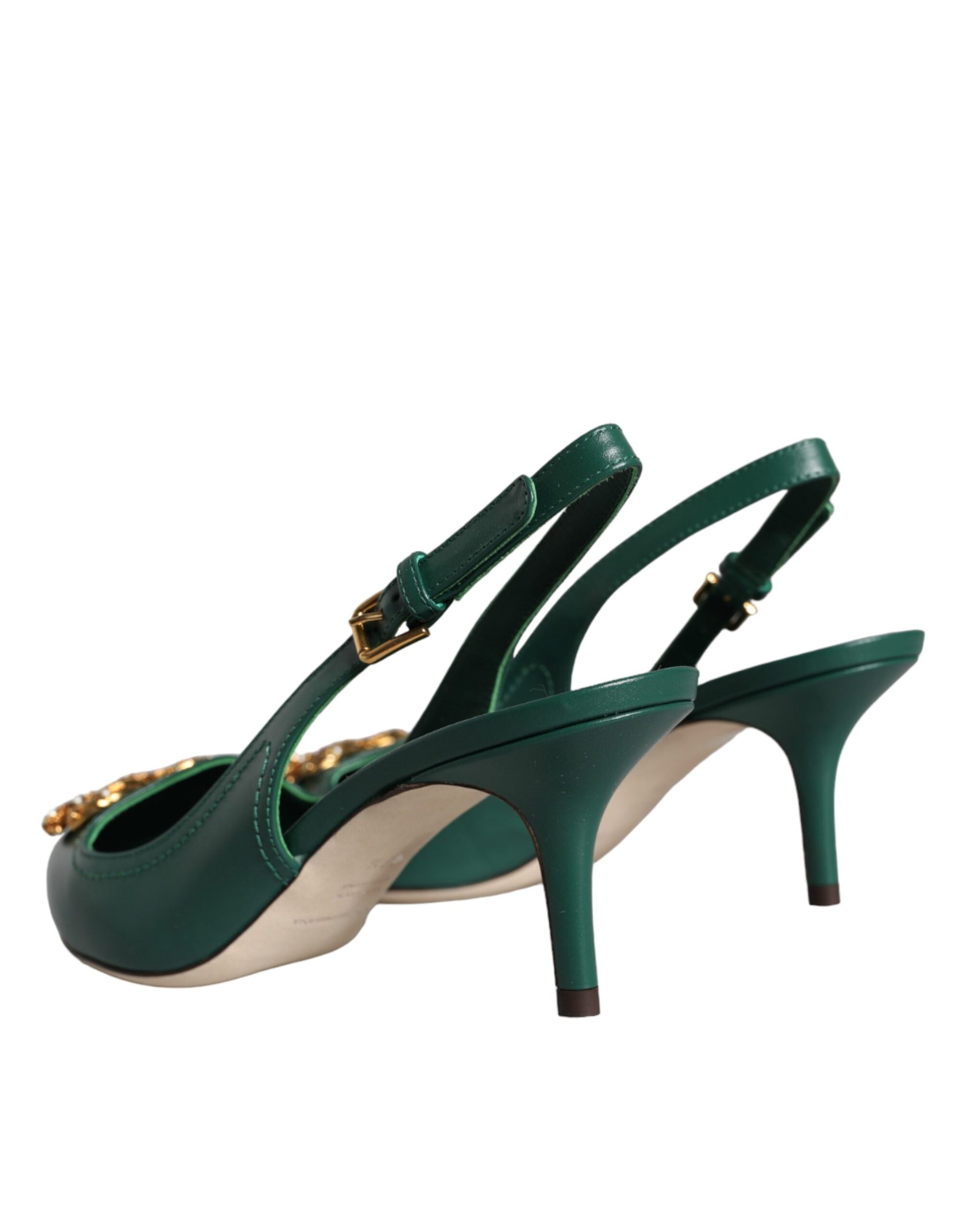 Dark Green DG Amore Leather Slingbacks Shoes