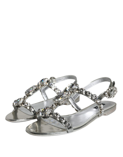 Silver Crystal Sandals Flats Flip Flops Shoes