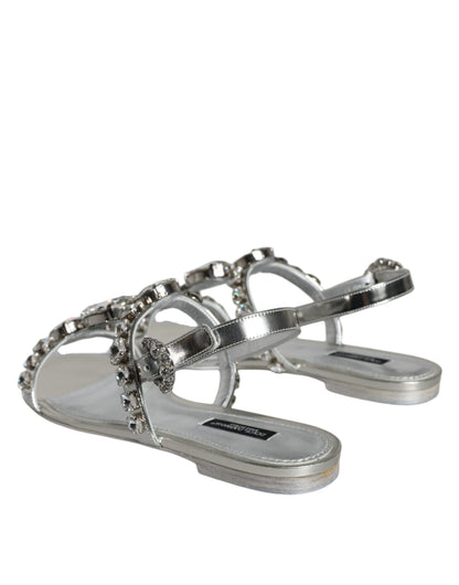 Silver Crystal Sandals Flats Flip Flops Shoes