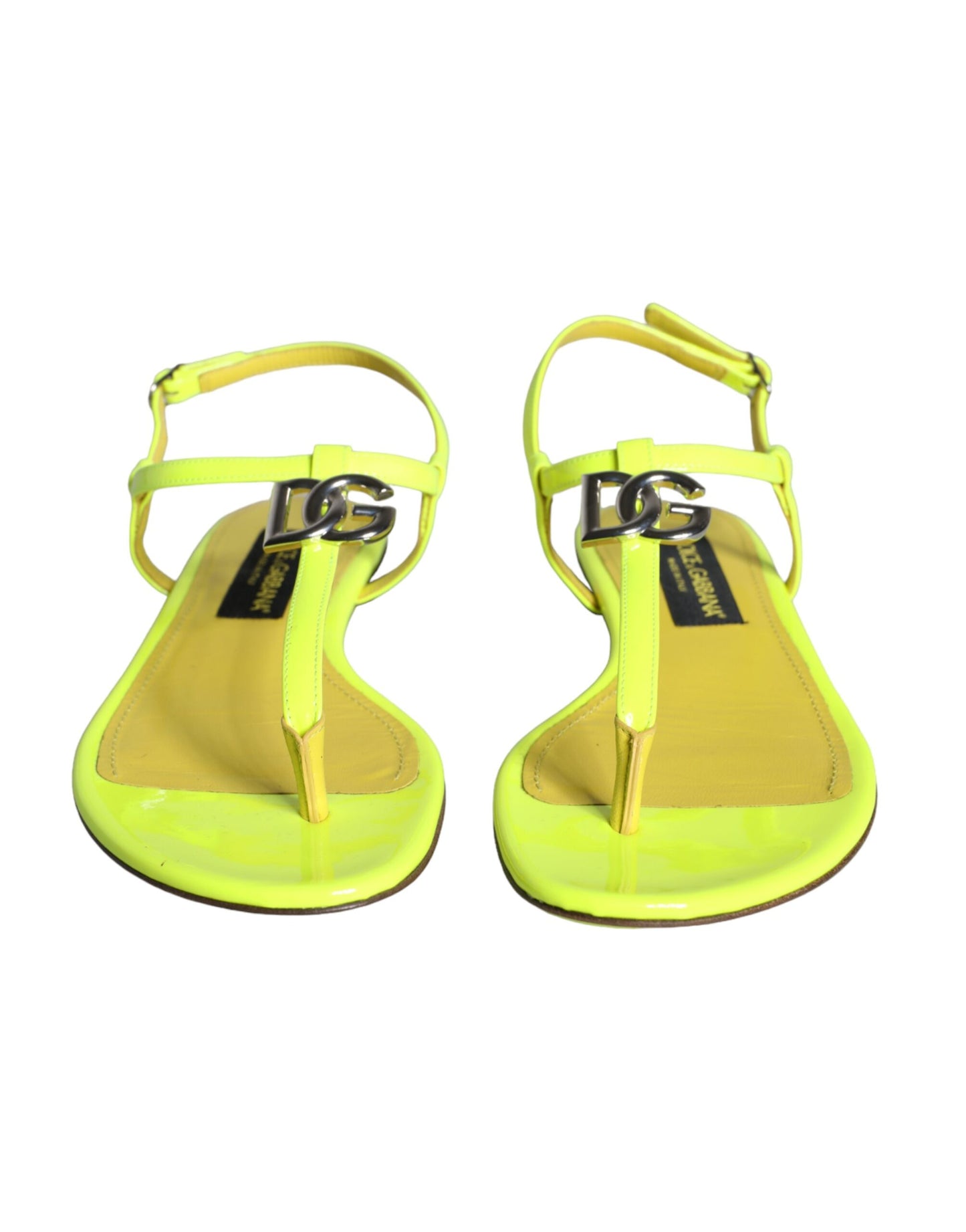 Yellow Leather DG Logo Flats Sandals Shoes