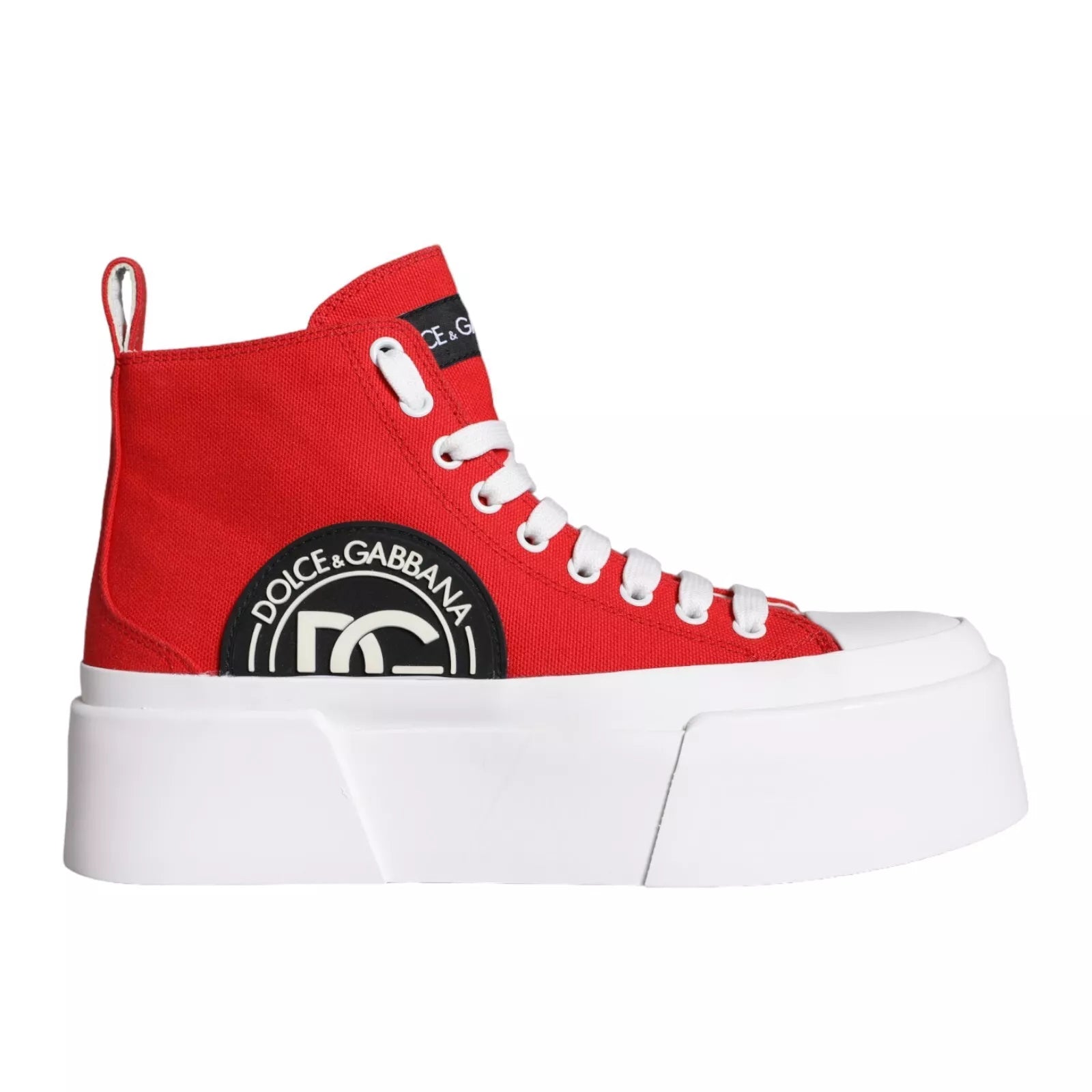 Red White Canvas Logo Sneakers Boots Shoes