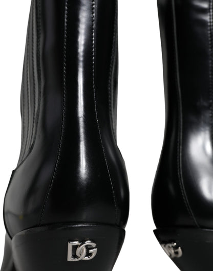 Black Leather Ankle Boots Booties Shoes