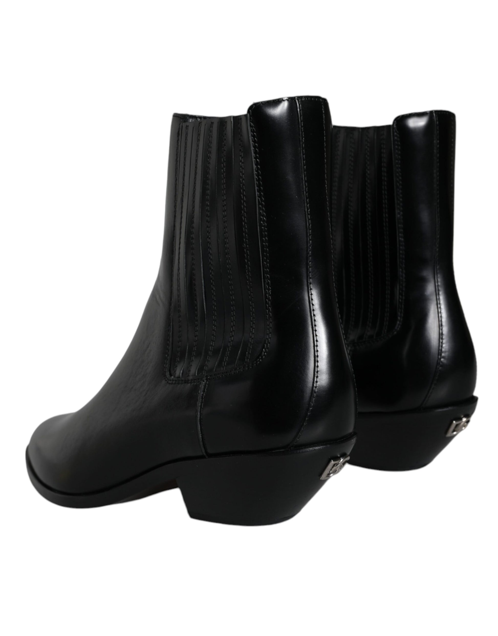 Black Leather Ankle Boots Booties Shoes