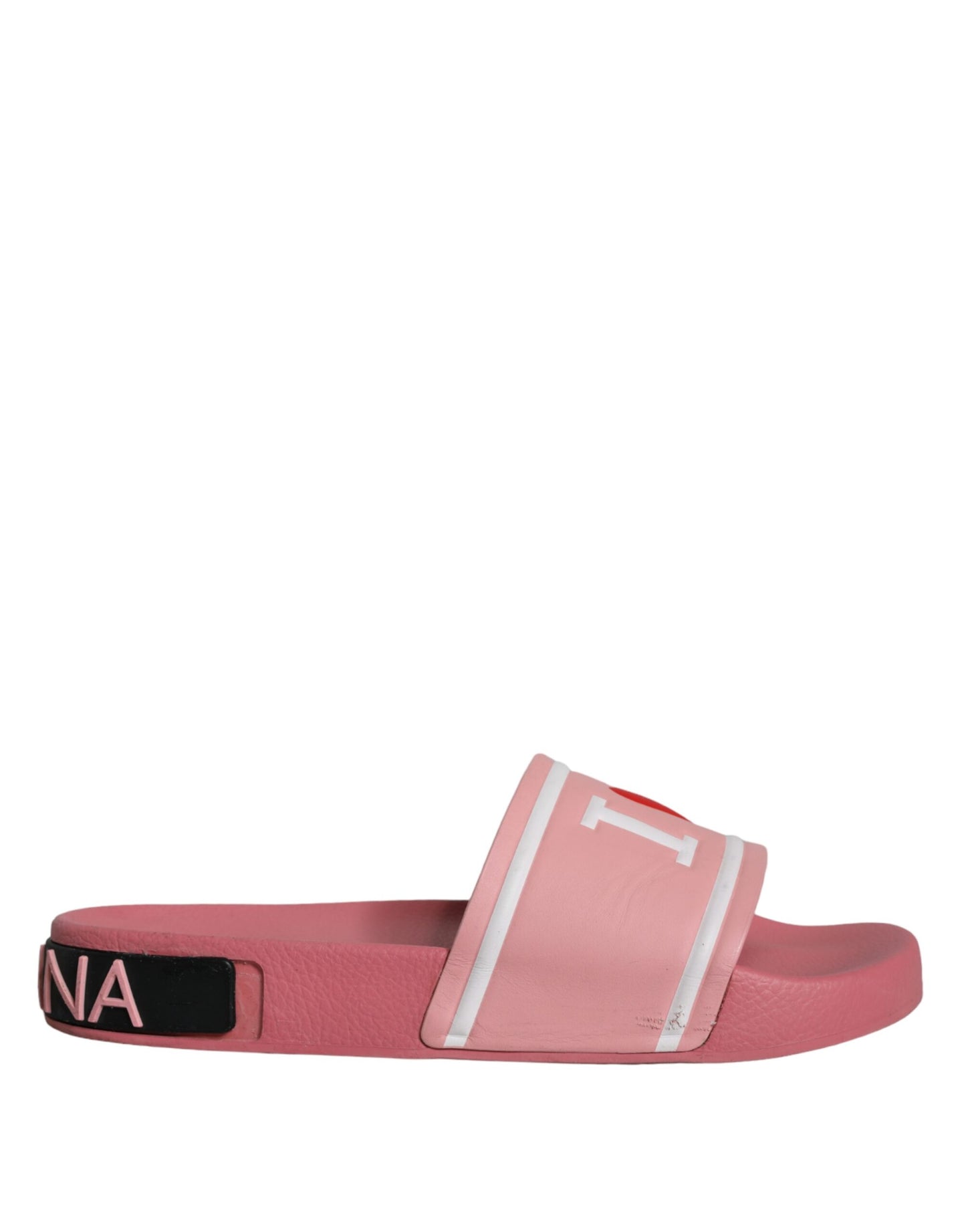 Pink Leather I Love D&G Sandals Slides Shoes