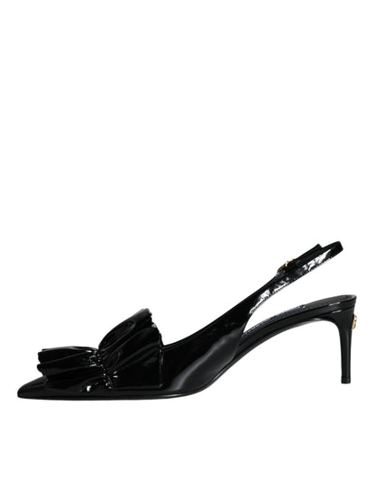 Black Patent Leather Heels Slingback Shoes