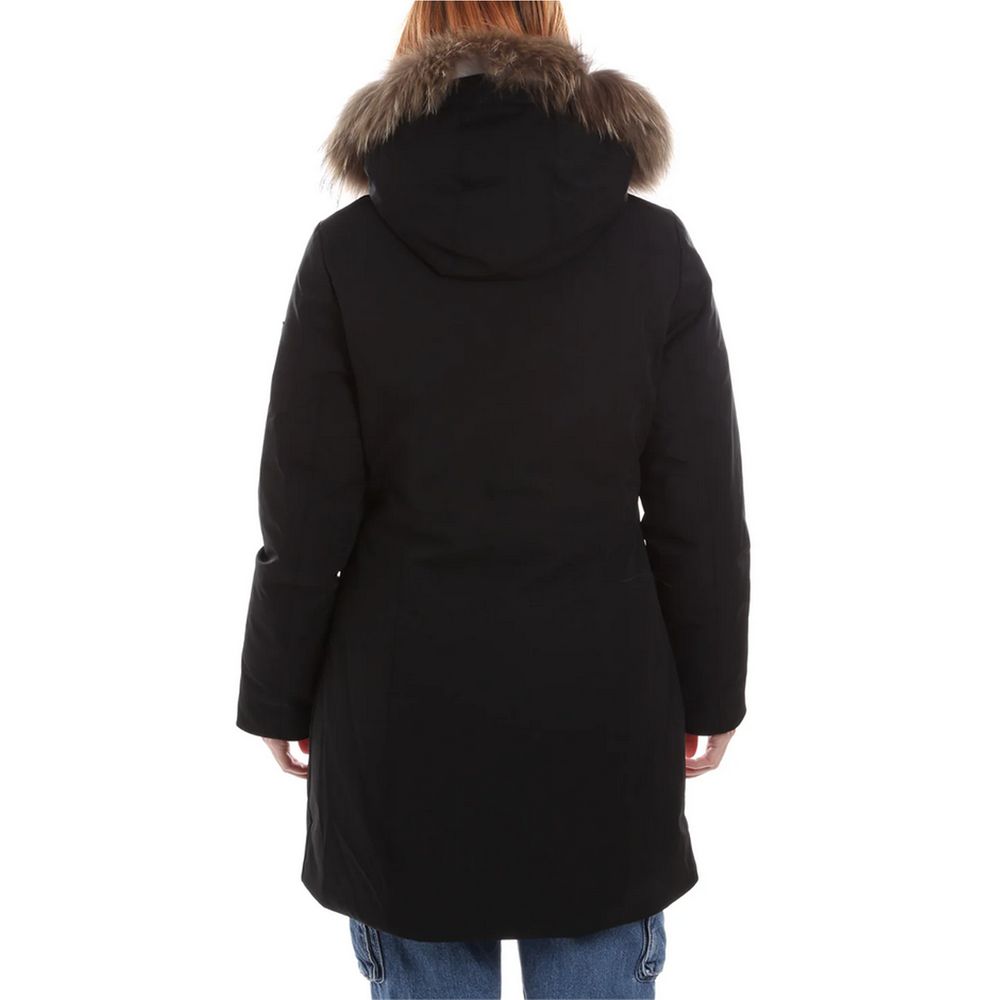 Black Nylon Women Parka