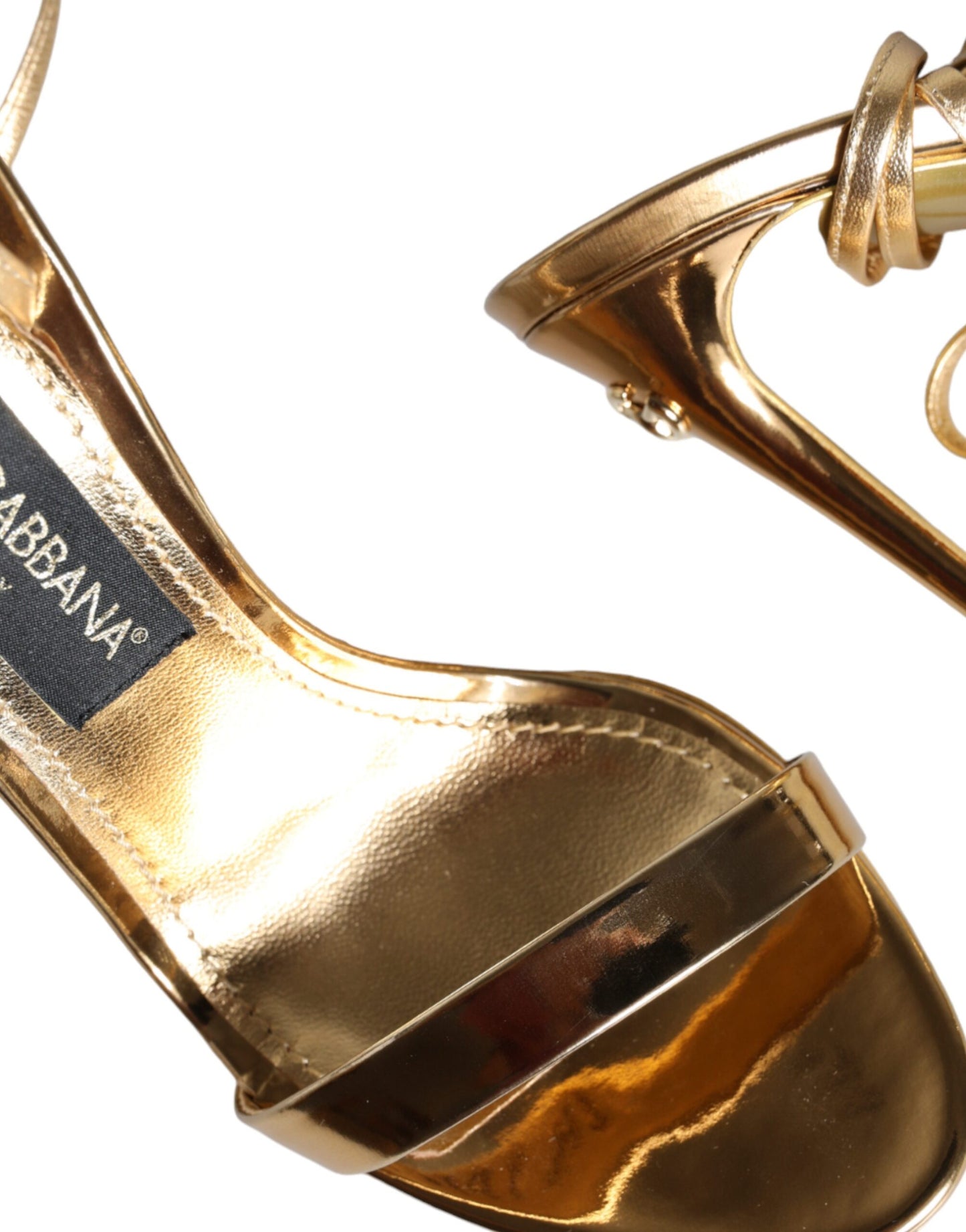 Gold Leather High Heels Sandals Shoes