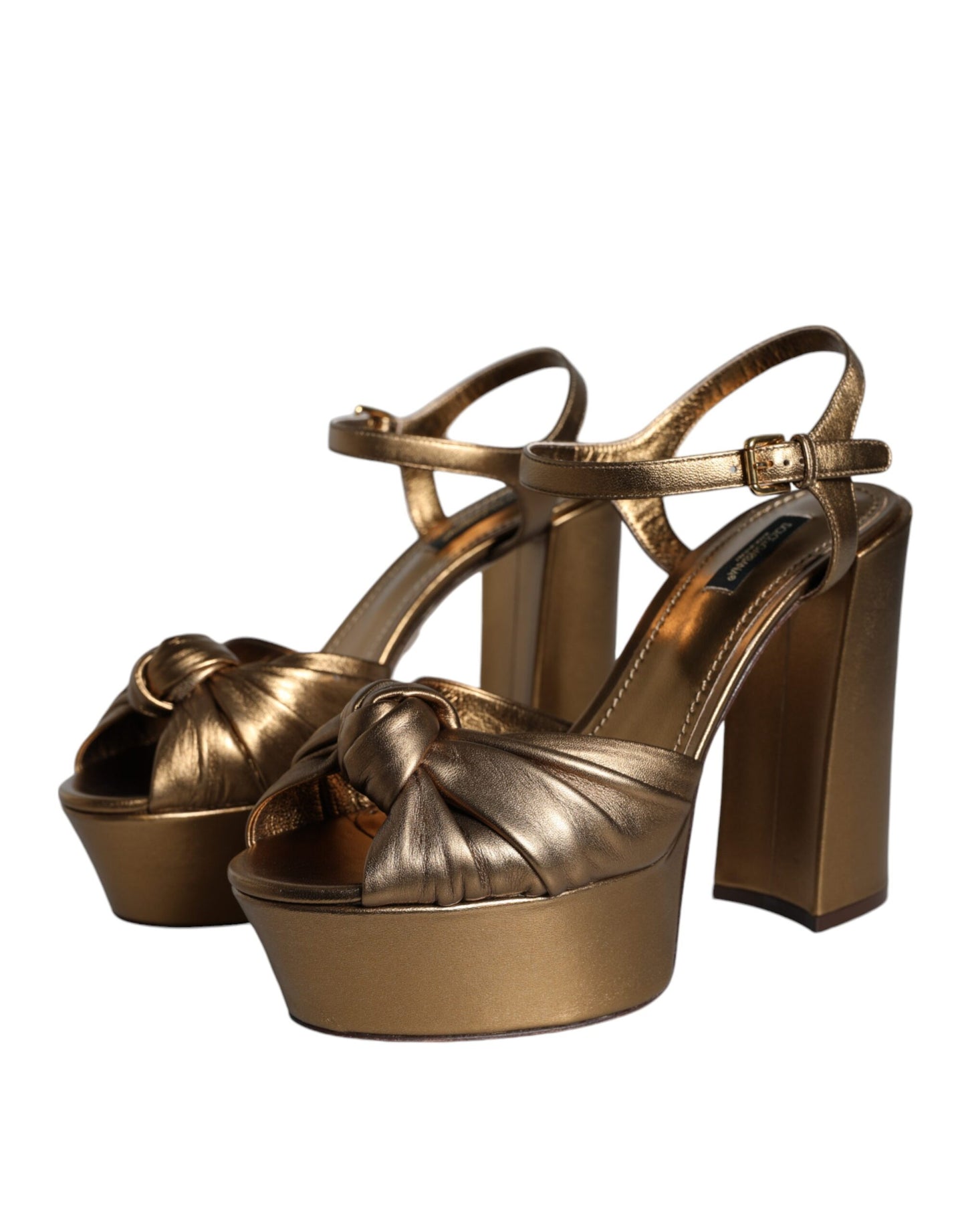 Gold Leather Platform Keira Sandals Shoes