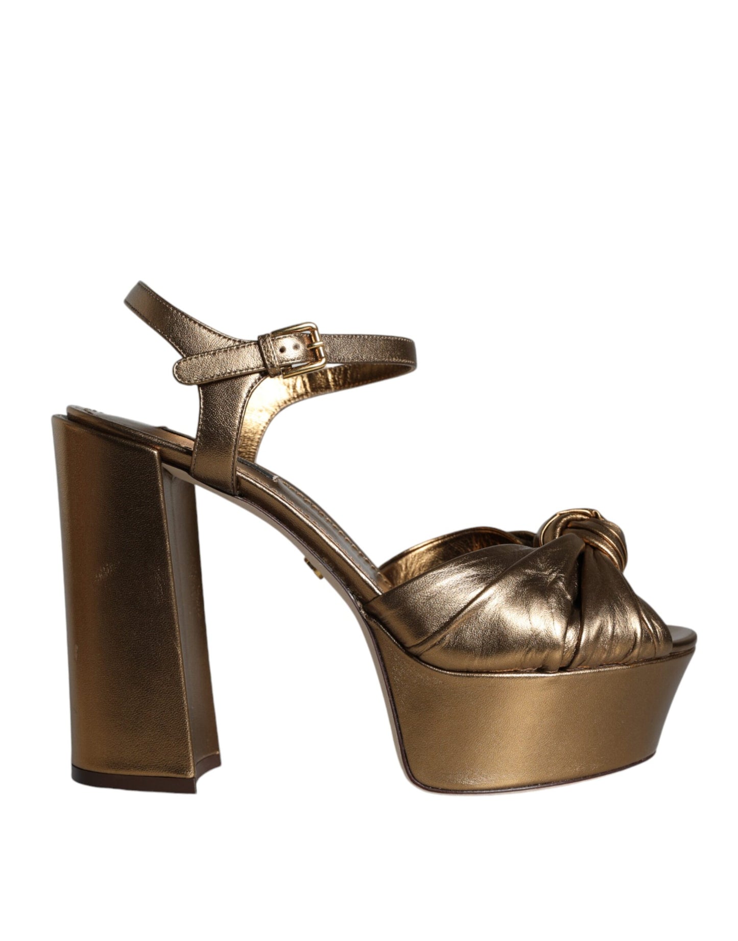 Gold Leather Platform Keira Sandals Shoes