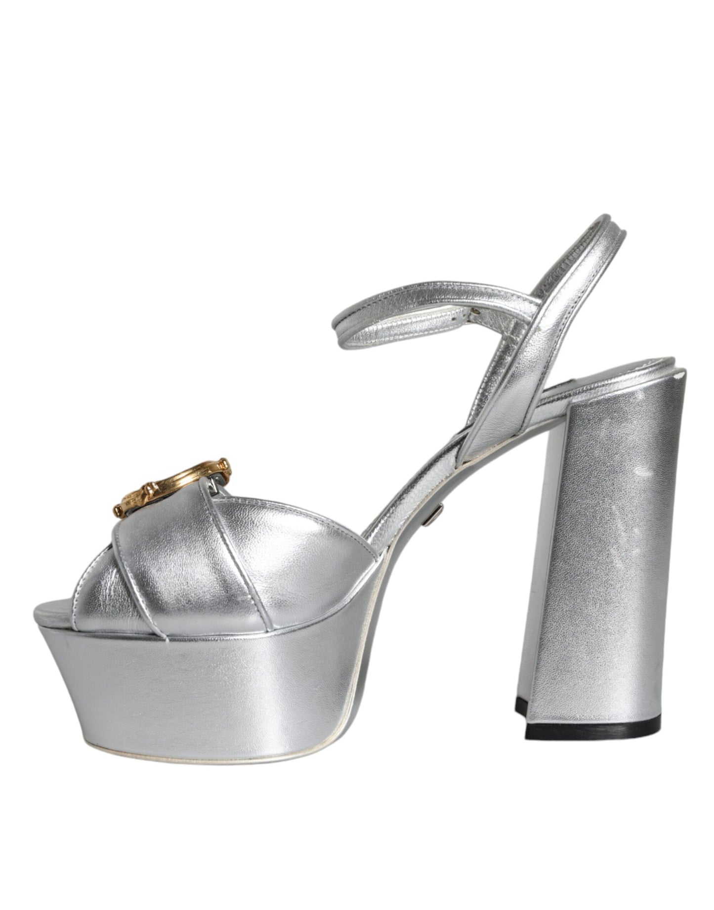 Silver Leather Platform Logo Keira Sandals Shoes