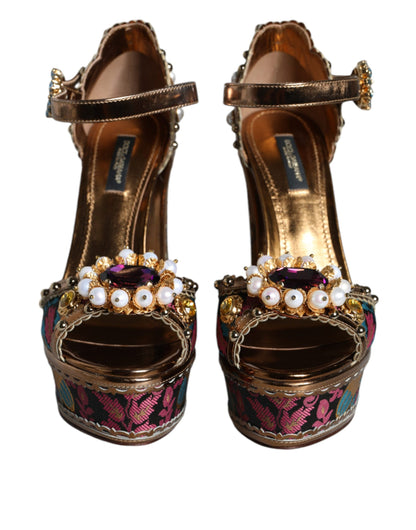 Fuchsia Jacquard Embellished Keira Sandals Shoes