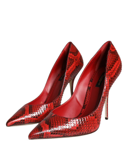 Red Leather Stiletto High Heels Pumps Shoes