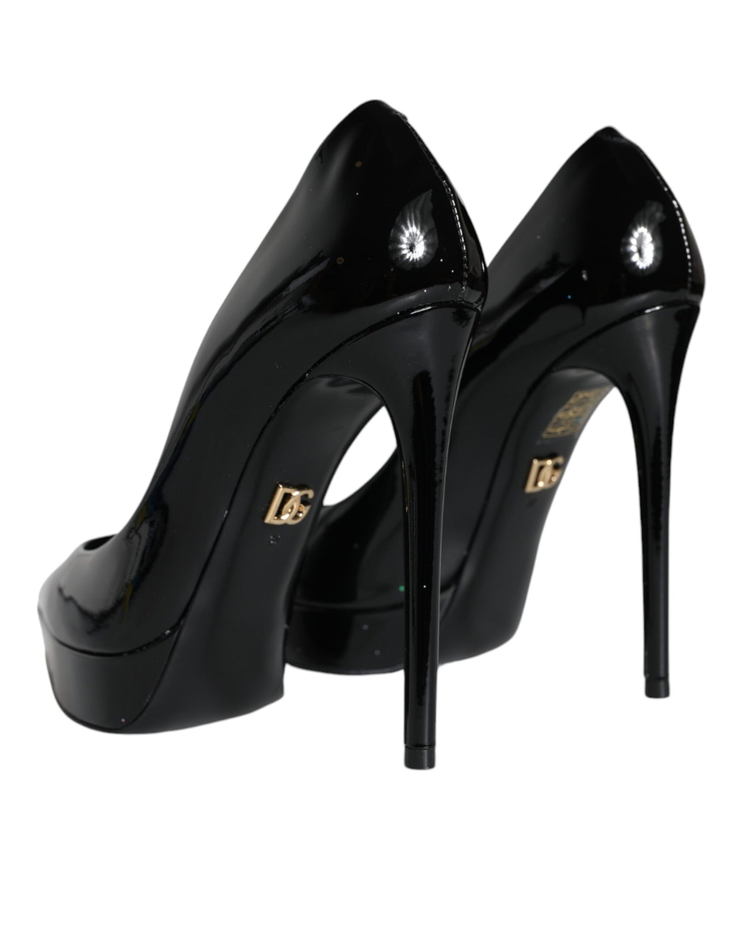 Black Leather Platform Heels Pumps Shoes