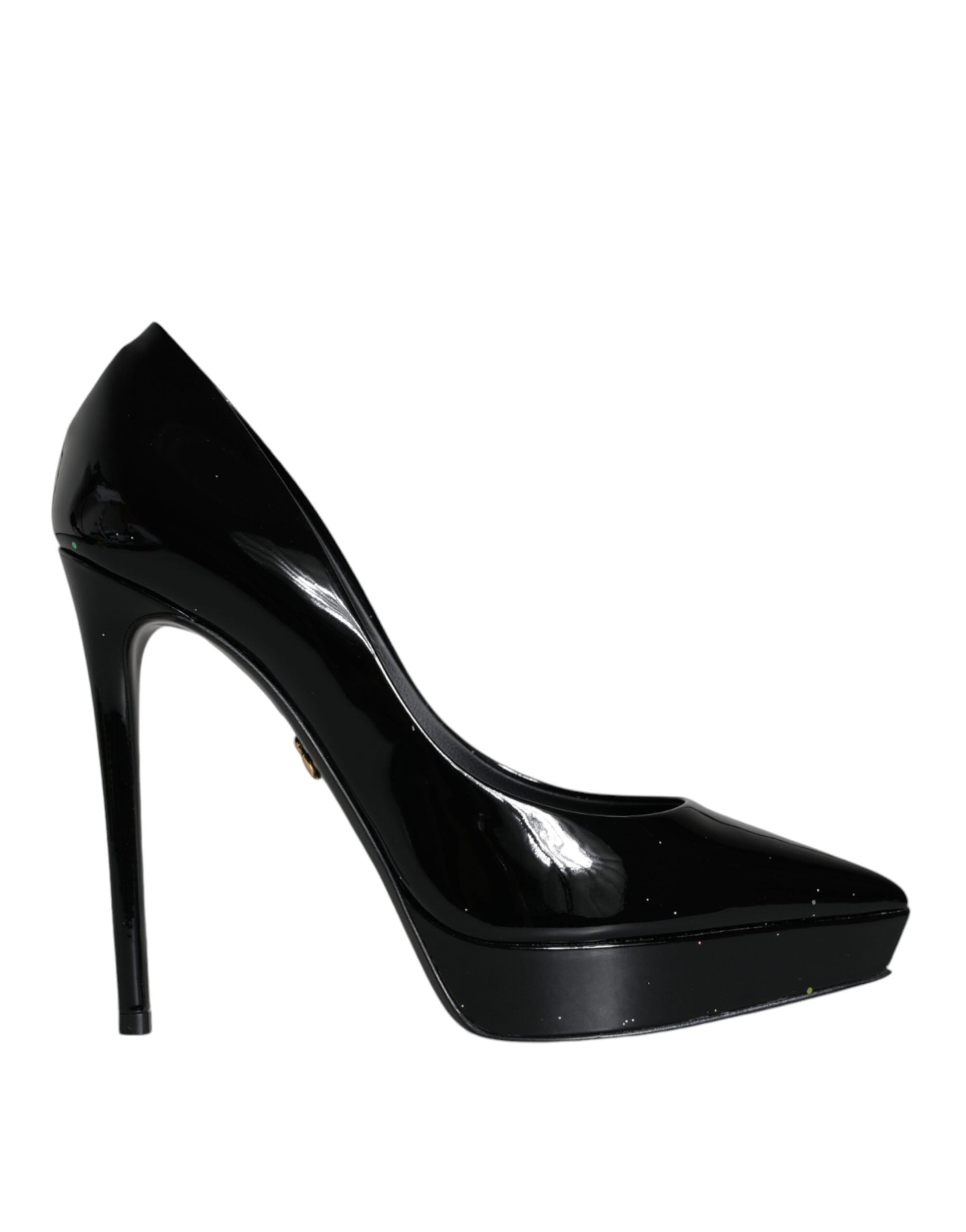 Black Leather Platform Heels Pumps Shoes