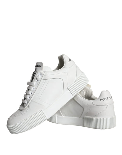 White Calfskin Leather Miami Low Top Sneakers Shoes