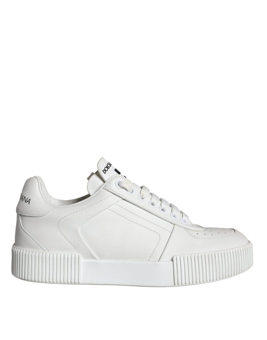 White Calfskin Leather Miami Low Top Sneakers Shoes