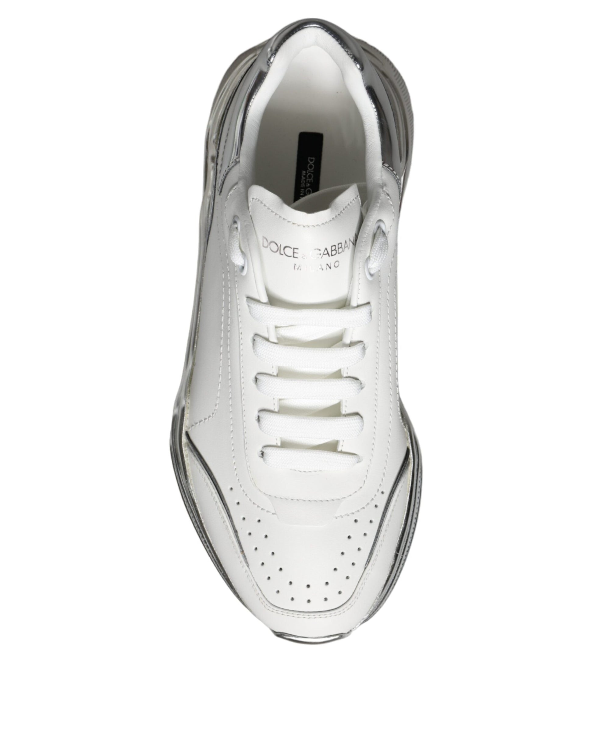 White Silver Daymaster Leather Sneakers Shoes