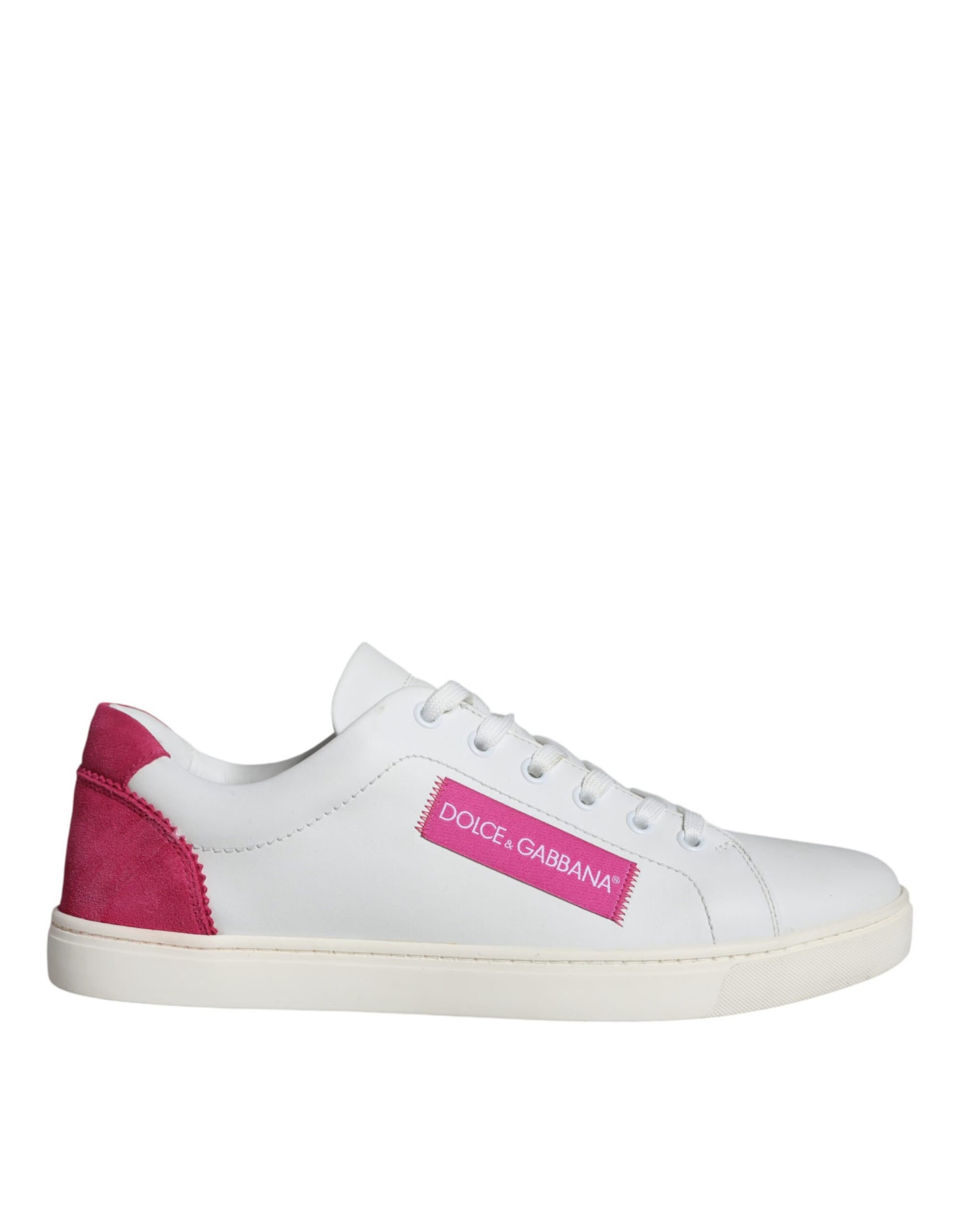 White Pink Leather Logo Classic Sneaker Shoes