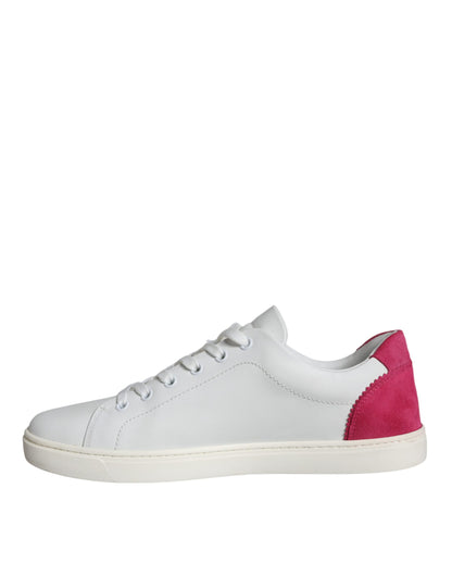 White Pink Leather Logo Classic Sneaker Shoes