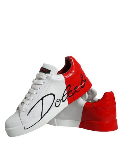 White Red Portofino Low Top Sneakers Shoes