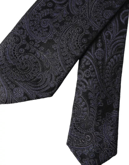 Black Patterned 100% Silk Adjustable Men Tie