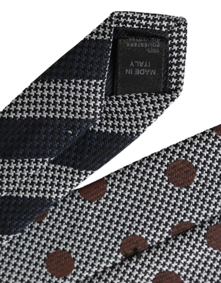 Gray Dotted Pattern 100% Silk Adjustable Men Tie