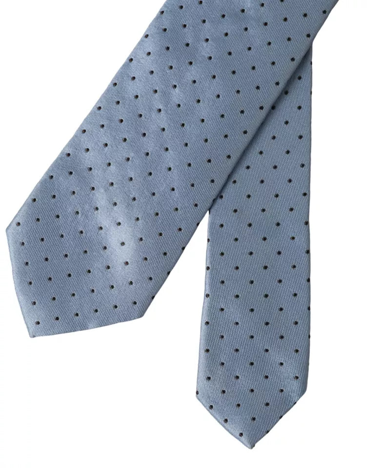 Light Blue Polka Dot Silk Adjustable Men Tie