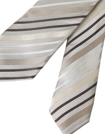 Beige Stripes Fantasy Silk Adjustable Men Tie