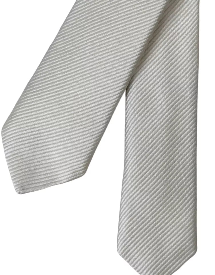 White Solid 100% Silk Adjustable Tie