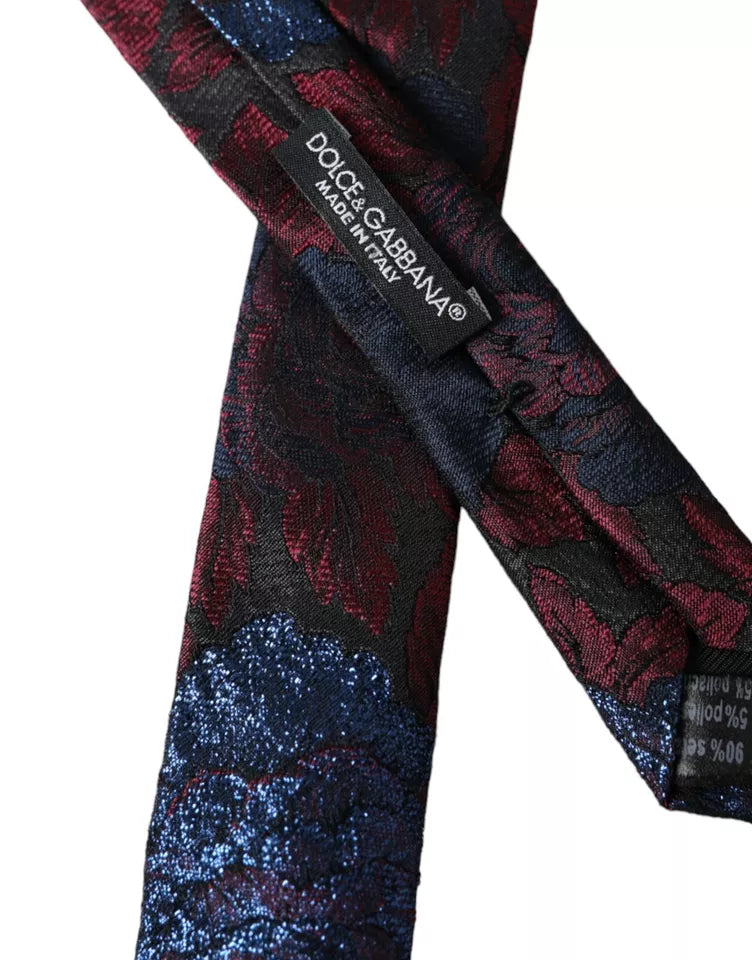 Red Blue Floral Fantasy Silk Adjustable Men Tie