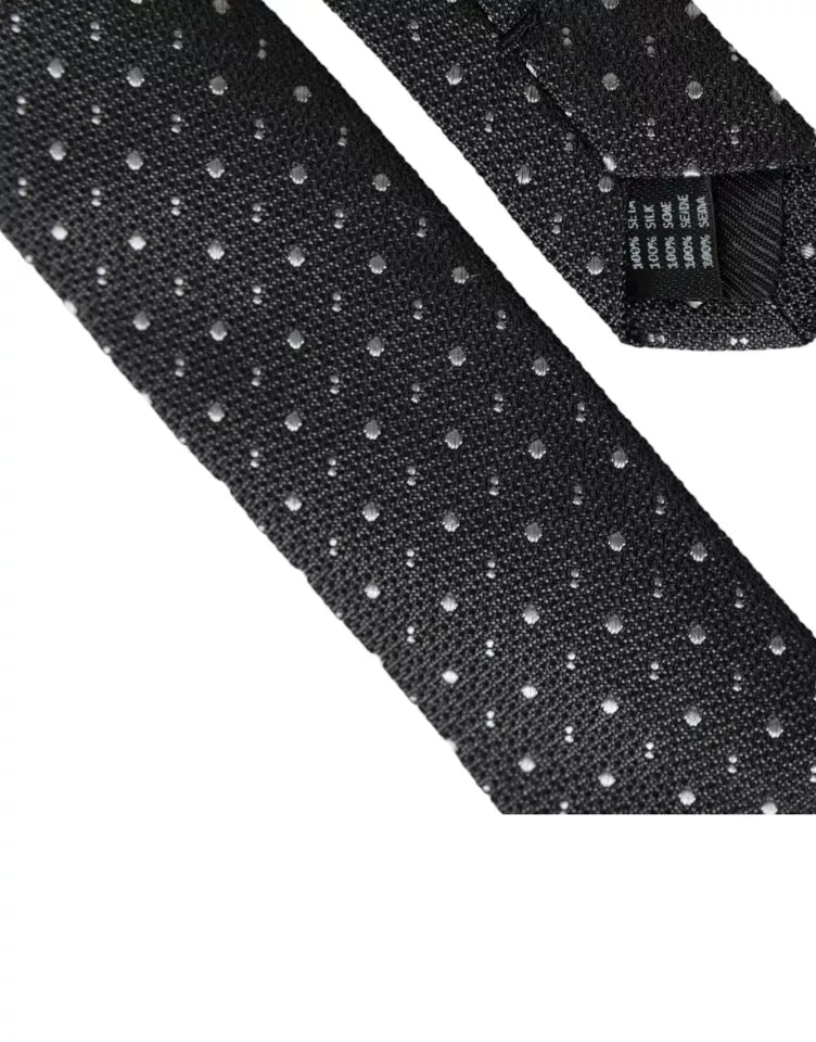 Black Polka Dot Silk Adjustable Men Tie