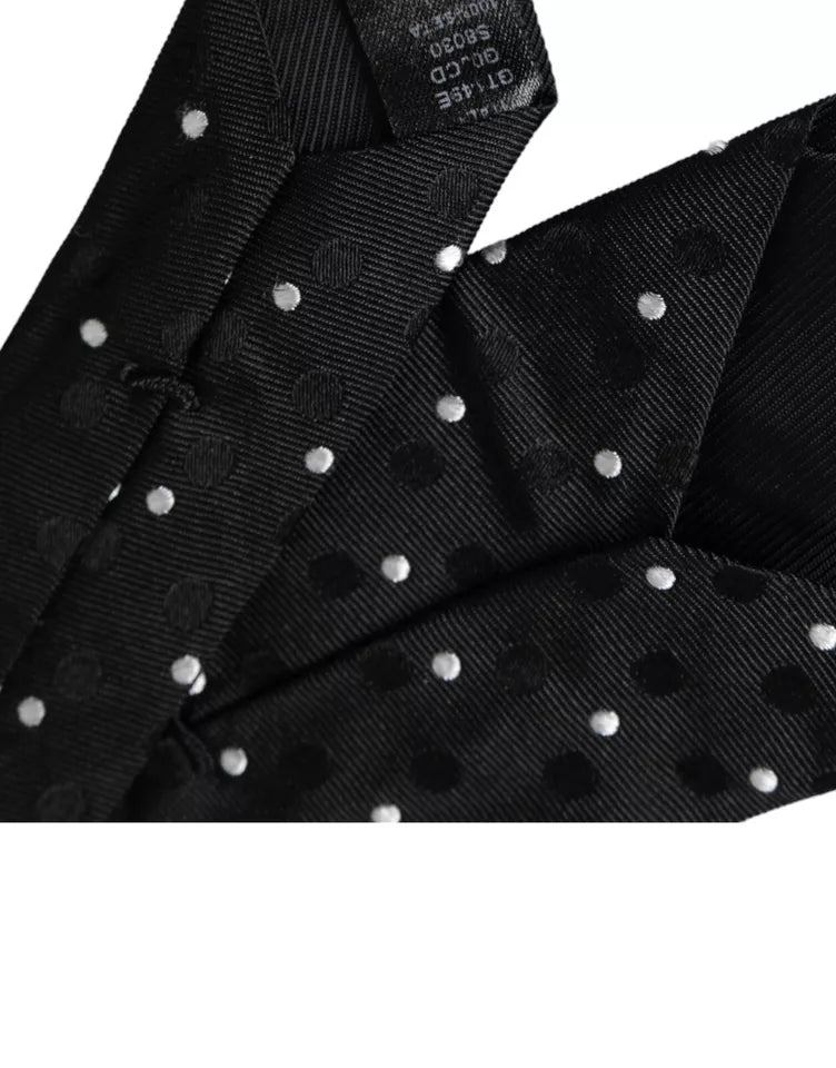 Black Polka Dot Fantasy Silk Adjustable Men Tie