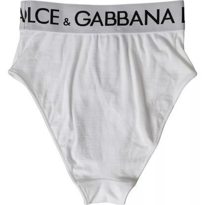 White Cotton Stretch Branded Logo Underwear