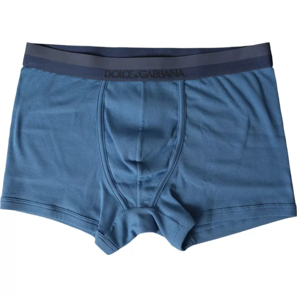 Blue Cotton Blend Regular Boxer Shorts Underwear