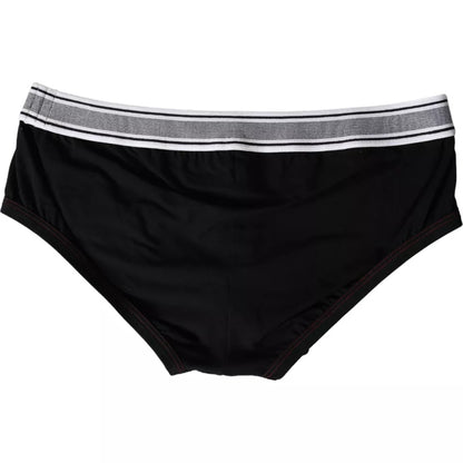 Black Logo Cotton Stretch Brando Slip Underwear