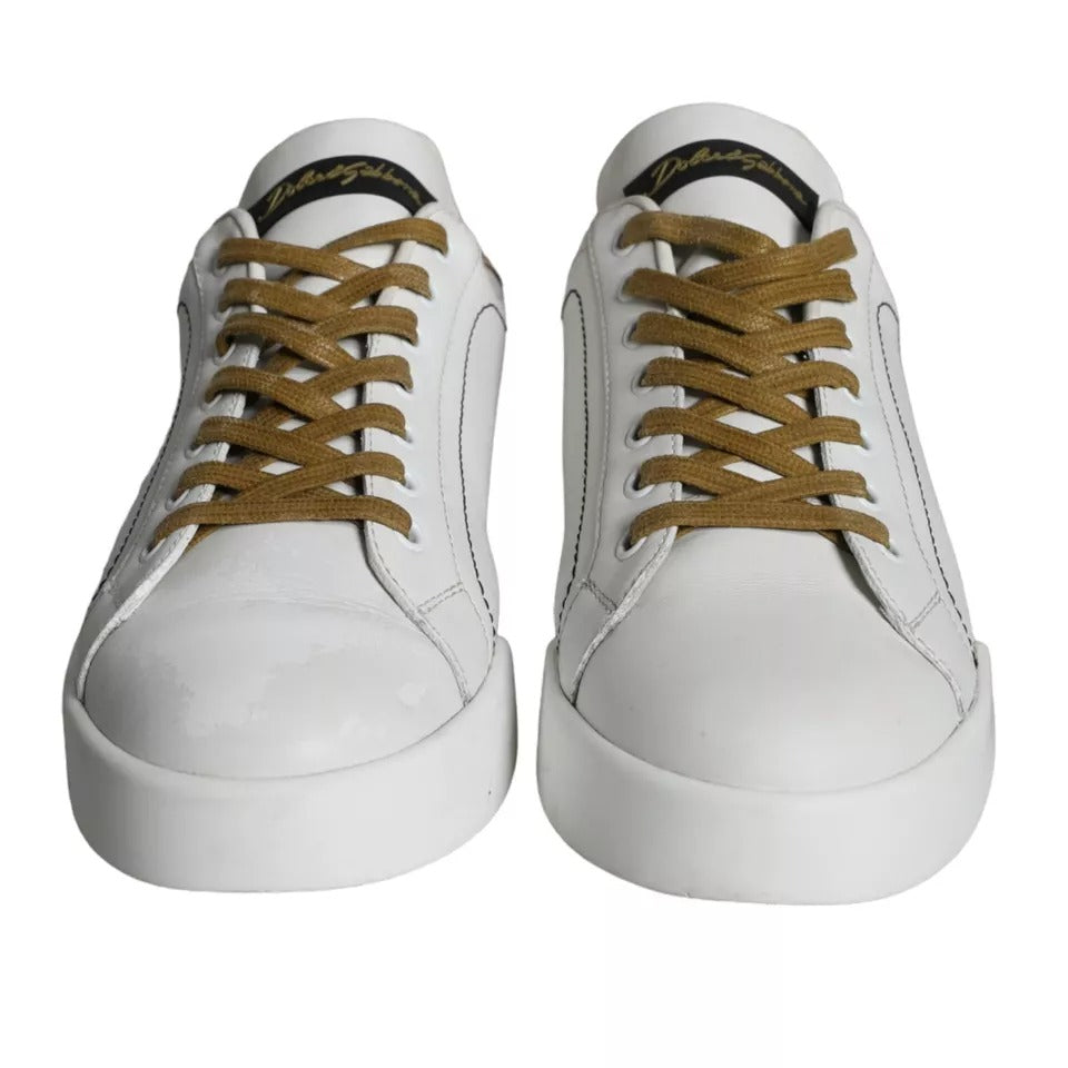 White Leather Portofino Low Top Sneakers Shoes