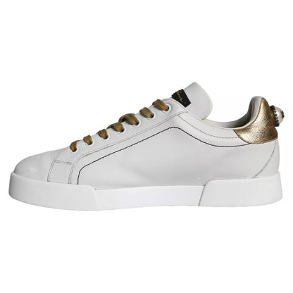 White Leather Portofino Low Top Sneakers Shoes