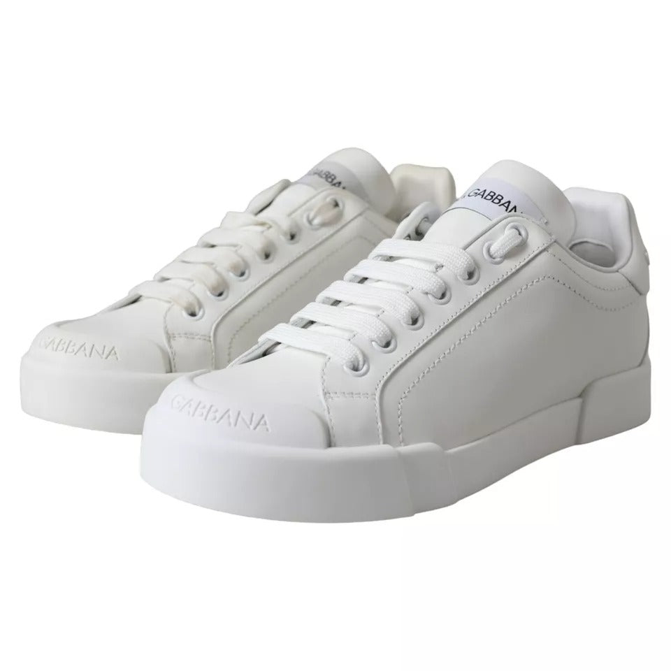 White Calfskin Leather Miami Low Top Sneakers Shoes