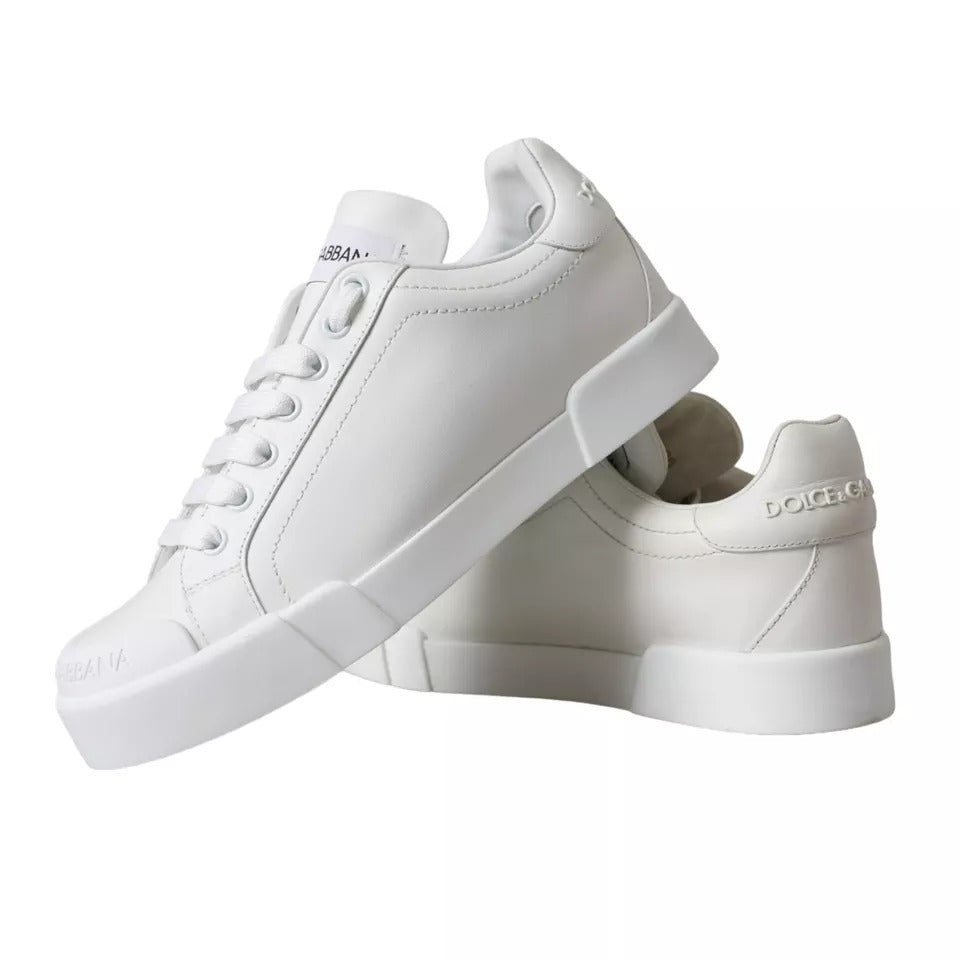 White Calfskin Leather Miami Low Top Sneakers Shoes