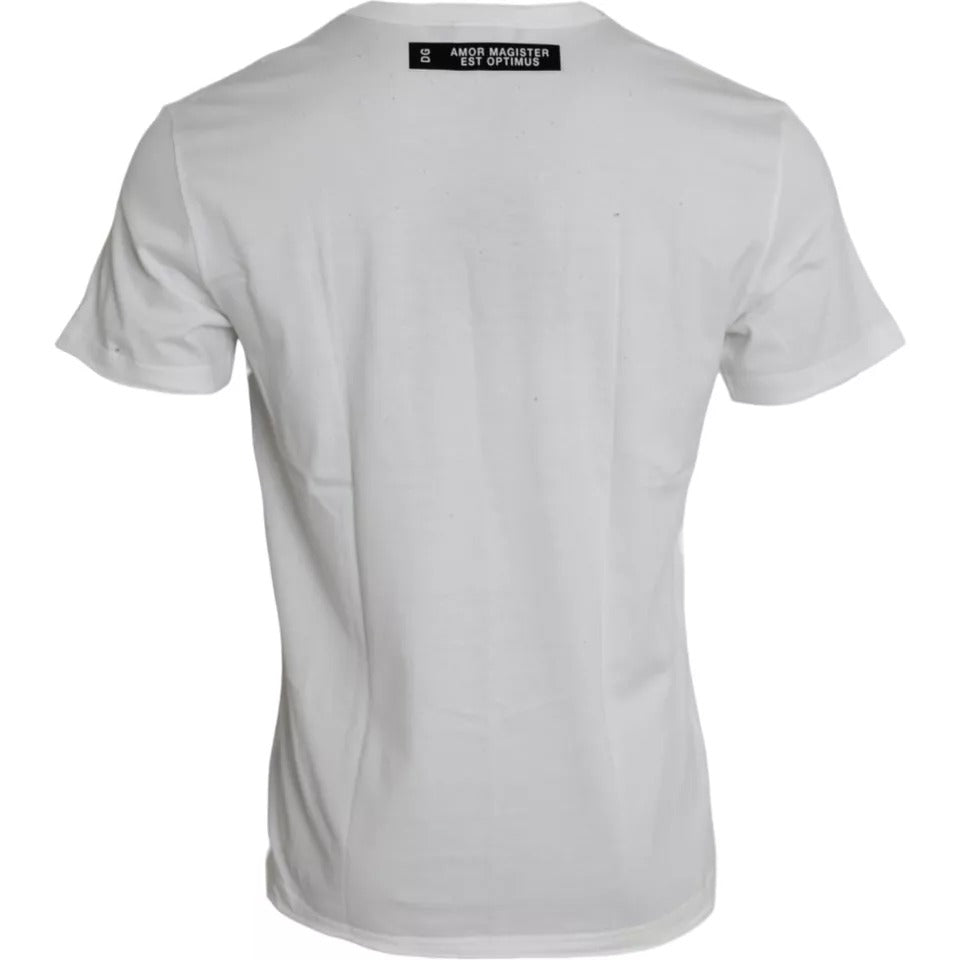 White Graphic Print Cotton Crew Neck T-shirt