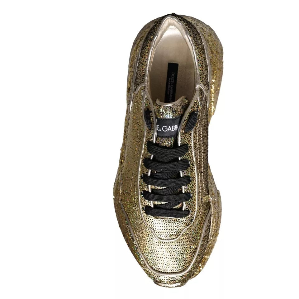 Gold Sequined Daymaster Low Top Sneakers Men Shoes