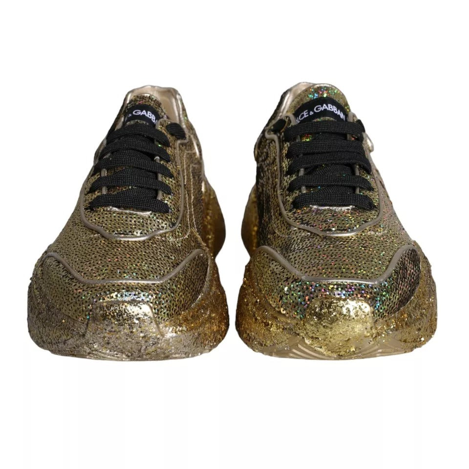 Gold Sequined Daymaster Low Top Sneakers Men Shoes