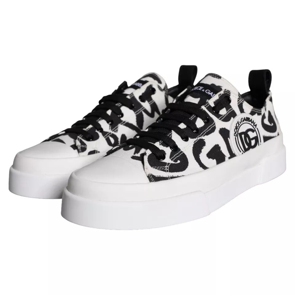 Black White Canvas Low Top Sneakers Men Shoes